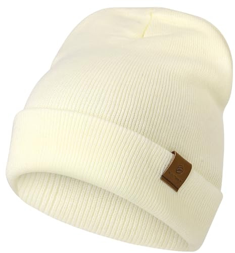 YANIKY Mütze Damen, Herren Mütze Winter, Weich Bequem Warme Strickmütze Unisex, Winddichte Wintermütze, Klassische Beanie Mütze Ideale für Herbst Winter und Frühling (Weiß)