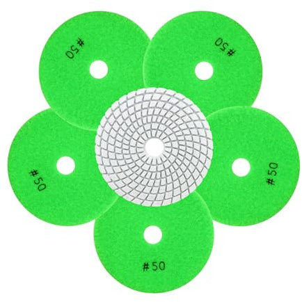 QUEFORET Almohadillas de Pulido de Diamante Grano 50-6 Piezas 100mm Discos para Pulir Mármol Granito Cuarzo Piedra en Húmedo, para Amoladora Angular