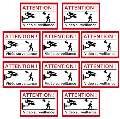 Olanmarp 10 Pièces Autocollants de Sécurité - Protection Contre les Cambriolages Résistants aux Intempéries et UV, Faciles à Appliquer 80x50mm