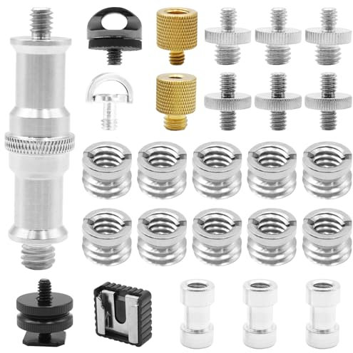 WYYFXY® Paquete de 26 Tornillos para Cámara, Adaptador de Rosca, Tornillos Roscados de 1/4a 3/8, Adaptadores para Trípode de Cámara, Trípode, Luz de Flash, Monopie