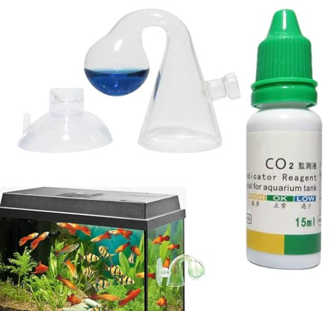 Humdcdy CO2 Drop Checker for Aquarium,Portable CO2 Monitor Kit Drop Checker with 15ml Solution - Accurate Aquarium CO2 System, CO2 Diffuser for Fish Tank, CO2 Monitor