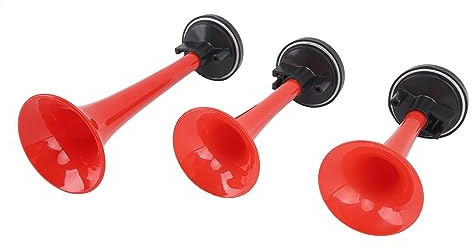 Kit di Corno per Aria Musicale, 3 Tromba 12v 125db la Cucaracha Corno Sano con Compressore e Tubo per Auto da Barca in Camion, Dotato di 3 Altoparlanti, Design Rosso Brillante,