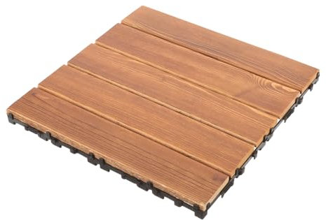ARTIBETTER Interlocking Outdoor Wood Flooring Deck Tiles Waterproof Carbonized Solid Wood Patio Balcony Decking Tiles for Garden Terrace
