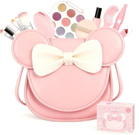 Maquillaje para Niñas 20 PCS,Maquillaje Niña,Juguetes Kit Tocador para Niño,Maletin Maquillaje Niñas,Juego De Maquillaje Y No Tóxico,Regalo De Princesa Cumpleaños Y Navidad 3-12 Años