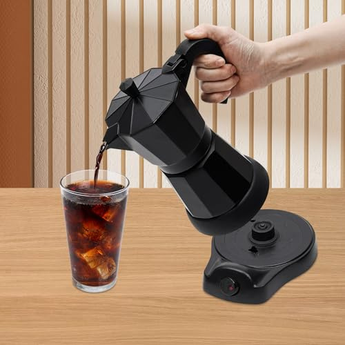KumuJ Caffettiera elettrica per caffè espresso, 480 W, 300 ml, caffettiera elettrica, 6 tazze, caffetteria, caffè espresso con base per uso domestico, ufficio, caffè