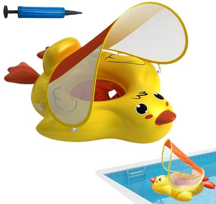 Duck Swim 60 cm pool flottör, solskydd | Säker sittsäkerhetsboj för reseäventyr barn vattentränare för sommarfest på gården divertimen