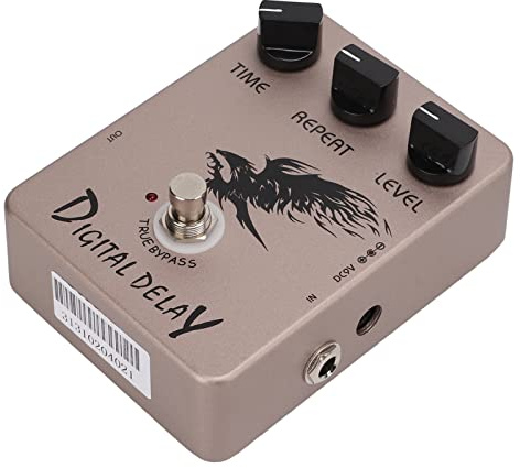 SEAFRONT Digital Delay Pedal Metal Distortion Delay Effect Pedal med True Bypass Metal Housing 25ms Till 600ms Time Repeat Level Controls för Elgitarr och Basspelare