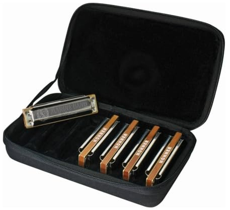 Hohner MBC5 Marine B- 1896 5 Pack Harmonicas Includes Keys G, A, C,D & E (Black)
