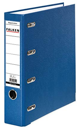 Original Falken PP Kunststoff-Doppelordner. Made in Germany. 7 cm breit blau für 2x DIN A5 quer Ablage mit Wechselfenster Kontoauszug-Ordner Ringordner Aktenordner Briefordner Büroordner
