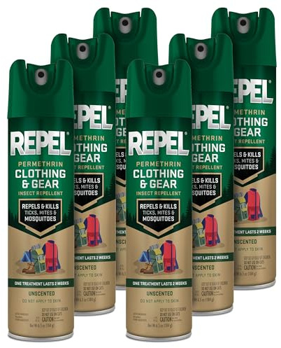 Repel Permethrin Clothing And Gear Insect Repellent, 6.5 Ounces, Aerosol Insect Repellent For Clothing And Gear Including Nets, Tents, Sleeping Bags And Backpacks, 6 Pack