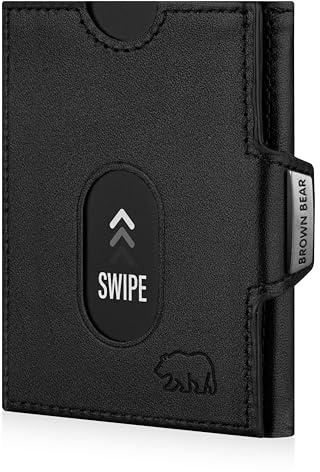 BROWN BEAR Geldbörse klein mit Münzfach echt Leder Schwarz Nappa | Slim Wallet RFID-Schutz | Mini Portemonnaie Echtleder | Kartenetui Herren & Damen | BB Jackson BK