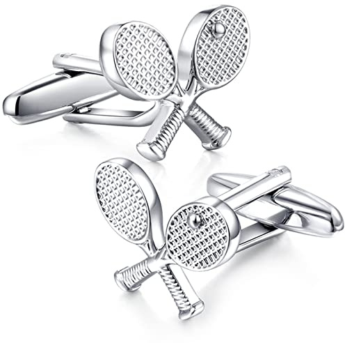 HONEY BEAR Gemelli sportivi in argento con racchetta da tennis e palla