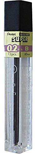 Pentel Super Hi-Polymer Pencil Lead 0.2 mm, B C502 for PP502 12 Leads per Pencil Orenz Sockets