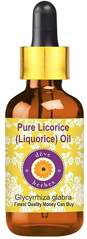 Deve Herbes Pure Liquorice (Licorice) Oil (Glycyrrhiza glabra) with Glass Dropper Infused Non-Sticky Lightweight for Skin Blends Botanical Extract Men & Women Multi 15ml (0.50 oz) with Glass Dropper