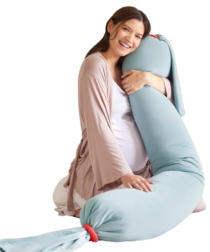 bbhugme Adjustable Pregnancy Pillow – Full Body Support for Side Sleeping - Adjustable Firmness and Shape - Supports Back, Legs, Belly, HIPS for Pregnant Women - Removable Cover - Eucalyptus