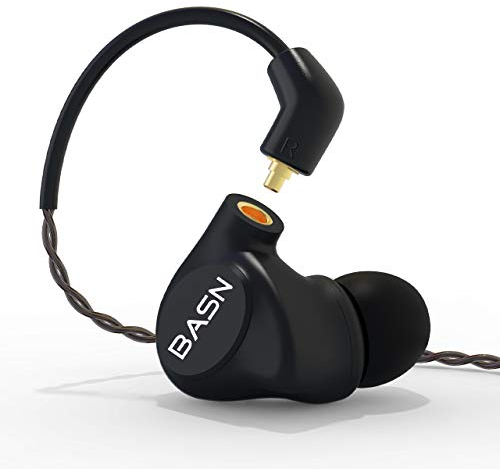 BASN Metalen in-Ear Monitors Headphones,4 Drivers Musicians Noise Isolating IEMs with Deep Bass, Two Detachable MMCX Cables with Case for Singers,Drummers,Bassists(Matt Black)