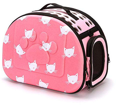 Weiqiao® Sac Transport Chat Chien en EVA Souple Léger Caisse Respirant Cage Pliable à parois Souples pour Animaux Domestique Voyage (S, Rose)