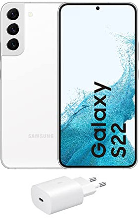 Samsung Galaxy S22 5G (128 GB) Phantom Weiß + Ladegerät - Handyfrei, Android Smartphone (spanische Version)