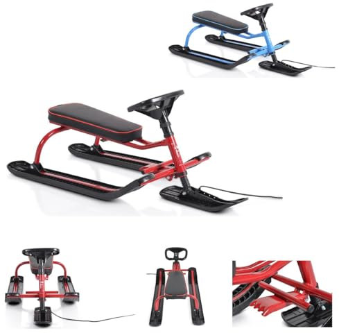 Byox Trineo Infantil Vihren Trineo Dirección Cuerda de Tiro Asiento Impermeable, Color:Rojo