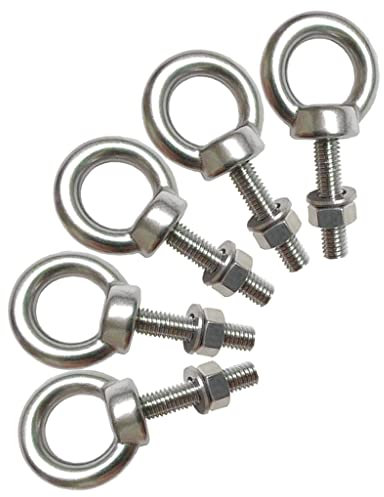 HYXXYY Lot de 5 boulons à œil d'épaule M6 en acier inoxydable 1/4 Heavy Duty Screw Bolt Accessoires Contient écrous et rondelle (longueur du filetage 30 mm)
