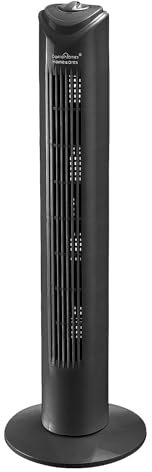 DANIEL JAMES Housewares 32” Tower Fan - 90 Degree Oscillating Fan with 3 Speeds - Freestanding Quiet Cooling Fan for Bedroom & Living Room - 50W, Black