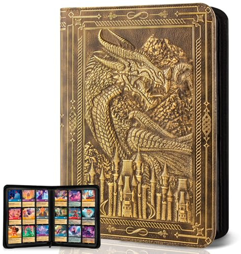 Scrapbook for Pokemon Cards, 9 Pocket Card Folders for, Cards Album Portfolio Folder Book Portable, 360 Page Charging Pockets for Safe Storage, Perfect Card Book for Collectors (Bronze)