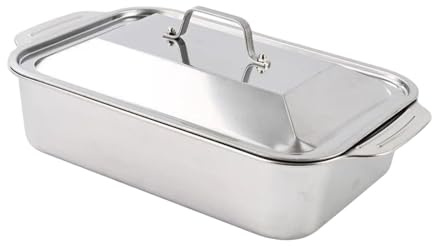 perfk Sartén para Mesa de, Bandeja para Asar, Bandeja de Agua Resistente a abolladuras, sartén para lasaña Rectangular para cazuelas, Buffet, Grande