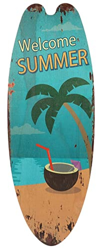 Awleynz Tavola da surf estiva decorativa, 45,5 cm, decorazione da parete in legno con tavole da surf, decorazione da parete per esterni, decorazioni per piscina per pareti sul mare, bar tropicali