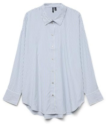 VERO MODA Vmnora LS - Maglietta Oversize Wvn Ga Noos, Bianco, M