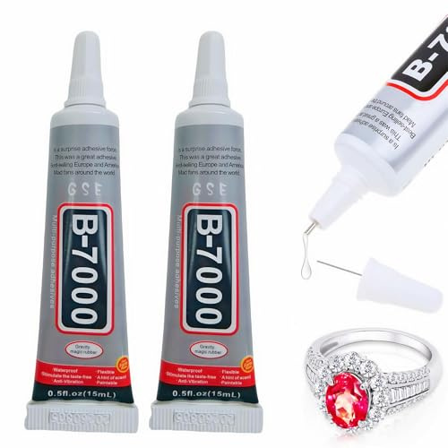 Omeblos B-7000 Super Glue for Jewelry Making, Rhinestones, Crafts, Clothes, Shoes, Fabric and Cell Phones - 15ml/0.5oz 2Pcs