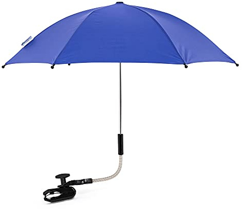 Baby Parasol Compatible With Egg, Universal Pram Parasol with 50+ UV Protection, Baby and Infant Sun Umbrella for Buggy, with Adjustable Fixing Clamp, Clip on Stroller Umbrella (Blue)