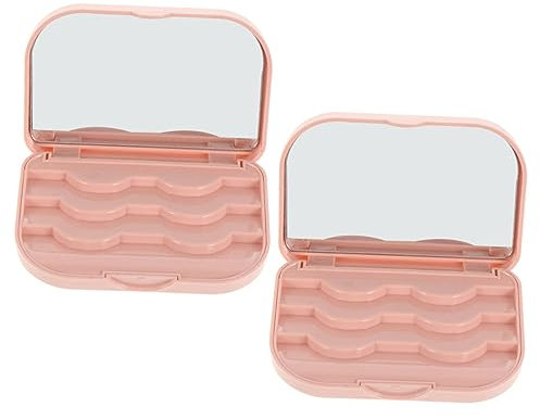 OATIPHO 2 Pezzi Scatola Portaciglia Organizer Riutilizzabile per Extension Compatta e per Viaggi e Make Up con e Design Rosa