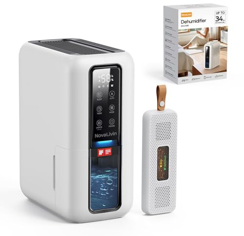 Dehumidifiers for Home，2000ml Dehumidifier for Bedroom with Ultra Quiet & Auto Shut off ，24H Timer，7-Color LED Light，Compact and Portable small Dehumidifier for Bathroom, Closet, RV, Wardrobe, Garage