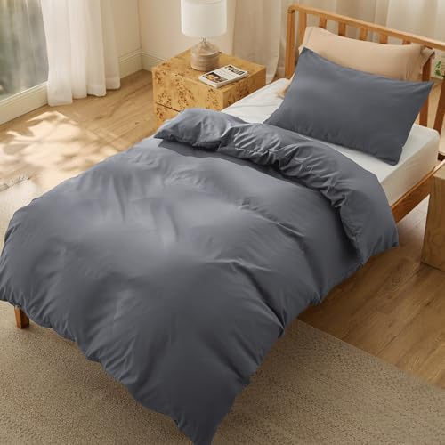Bedsure Microfibra Ropa de Cama 135x200-2p Antracita, Funda 50x75cm | Reversible con cremallera, fácil instalación, OEKO-TEX, para hogar y hotel