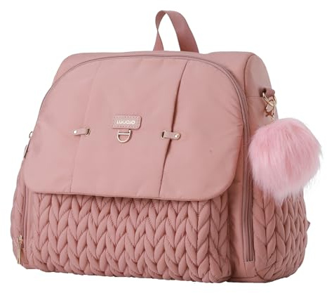 LUKJOJO Leila Diaper Backpack with Adjustable Shoulder Straps,Stroller Straps and changing pad - Fashionable & Waterproof Diaper Bag(Dusty Rose)