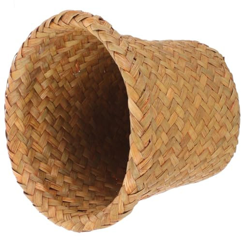 BESTOMZ Cestino Intrecciato in Vimini Arancione l (ø21xh18cm) per Rifiuti e Biancheria, Bidone Robusto e Stabile, per Cucina, Camera da Letto e Soggiorno, Uso Domestico e Commerciale
