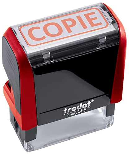 Tampon encreur Trodat X-print 4912 encrage automatique rechargeable, texte COPIE, encre de couleur rouge, format de l’impression 47 x 18 mm - empreinte vive et nette, idéal pour marquer les documents