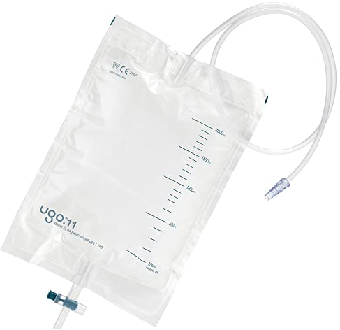 Ugo 2L Nachtbeutel (x10) – Urinbeutel/Katheter Nachtbeutel, T oder Hebel mit knickfreiem Anschluss (10er Pack) (Ugo 11 - Einweg-T-Hahn, Steril)