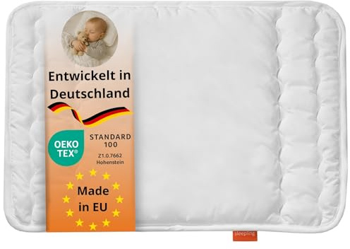 sleepling 196280 cuscino piatto per neonati e bambini | Prodotto in UE | Lavabile 60 gradi | Certificato Ökotex | Anallergico | 100% microfibra 40 x 60 cm, bianco