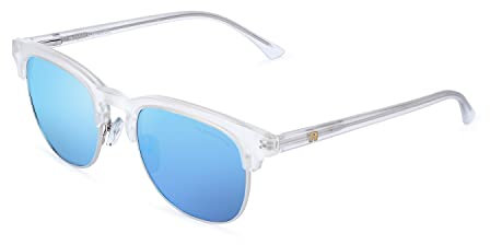 CLANDESTINE - Gafas de Sol Unisex - Modelo Classic - Color Transparente - Cristal Polarizado Antirreflejante de Color Azul - Montura de Acero Inoxidable - 140 mm x 45 mm