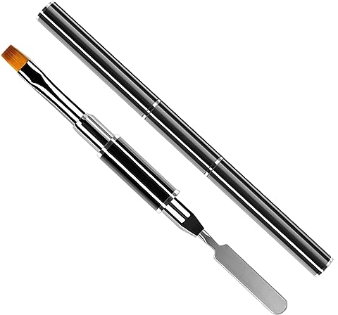 vgggrd Dual-ended Nail Art Penna,Spazzola per Unghie UV,2 in 1 Nail Art Brush Dual Ended Polygel Spazzola,Strumenti Gel UV Acrilico Unghie Extension Nail(Nero)