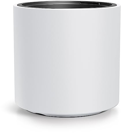Tymar Vaso da fiori con inserto, vaso da fiori in plastica, fioriera, vaso per piante grande XL (Bianco HEOS,ø 47 cm)