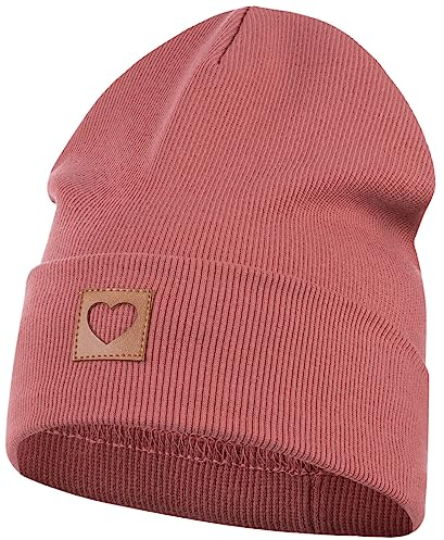 Smarilla Mütze Beanie Mädchen Damen Kinder Übergangsmütze gerippt, Größe: 54-56, Farbe: Ziegelrot