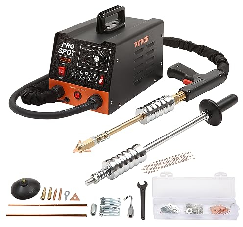 VEVOR Extractor de Clavos para Carrocería 3kW Soldador por Puntos 6 Modos de Soldadura Herramienta de Reparación de Abolladuras de Carrocería 16 Accesorios para Eliminación de Abolladuras de Vehículos