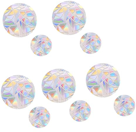 10 Stück Prisma-Fensteraufkleber für Vogelschläge Anti-Kollisions-Aufkleber Bird Alert Decals für Stoppen Sie Vögel die ins Fenster fliegen (Kreis)