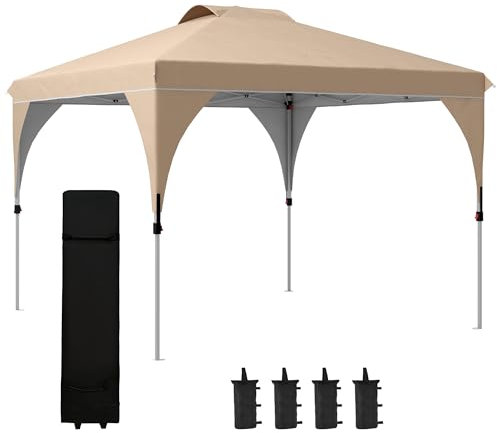 Outsunny Tonnelle Barnum pavillon de Jardin Pop-up Pliant 3 x 3 m avec Sac de Transport à roulettes, hauteurs réglables