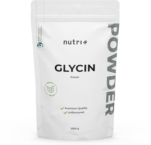 L-Glicina in Polvere vegana 1 kg alto Dosaggio - Vegan Glycin Powder - Amminoacido senza Additivi 1000 g - anche per dolcificare come Sostituto dello Zucchero - Made in Germany