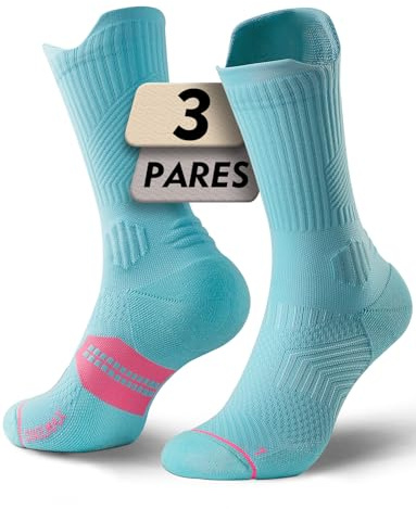 Juclise Calcetines de compresión de viscosa de bambú para correr, calcetines que absorben la humedad, antiampollas, para senderismo,ciclismo (FR/ES, Números, 38, 42, Regular, Regular, Verde Agua)