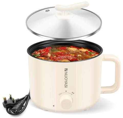 Electric Hot Pot, 1.8L Portable Non-Stick Mini Multifunctional Cooker, 2 Mode Travel Electric Skillet with Overheat Boil Dry Protection for Ramen Noodles/Pasta/Egg/Soup(Single Layer)