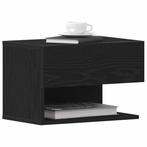 vidaXL Nattduksbord Svart Ek 46 x 30 x 30 cm Konstruerat trä | Kompakt storlek, perfekt för små sovrum, Snygg svart ekfinish som lyfter din inredning,
